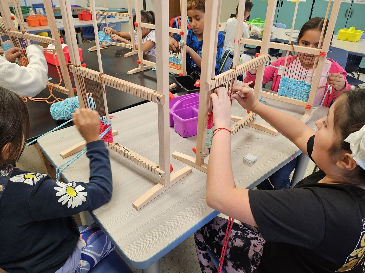 Weaving club is chugging along on the drawstring bags we are making! Thanks to <a href="/Foundation4LISD/">Education Foundation</a> for this grant that was able to provide weaving looms and supplies to provide students with this hands-on opportunity! #GoingforGold