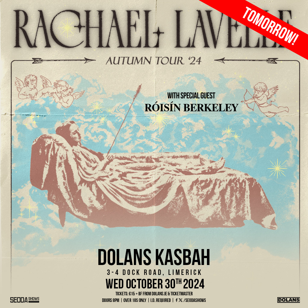***  SHOW REMINDER &amp; Special Guest Added! ***

@rachael_lavelle 
+ Special Guest 
#RóisínBerkeley 

Dolans KASBAH 

Wed Oct 30th 2024( i.e Tomorrow!! ) 

doors 8PM 

Tickets On Sale NOW 
from <a href="/mydolans/">Dolans Limerick</a> , <a href="/TicketmasterIre/">Ticketmaster Ireland</a> , HERE:
dolans.yapsody.com/event/index/81… 
&amp; link in Bio ⬆️

💚💚💚