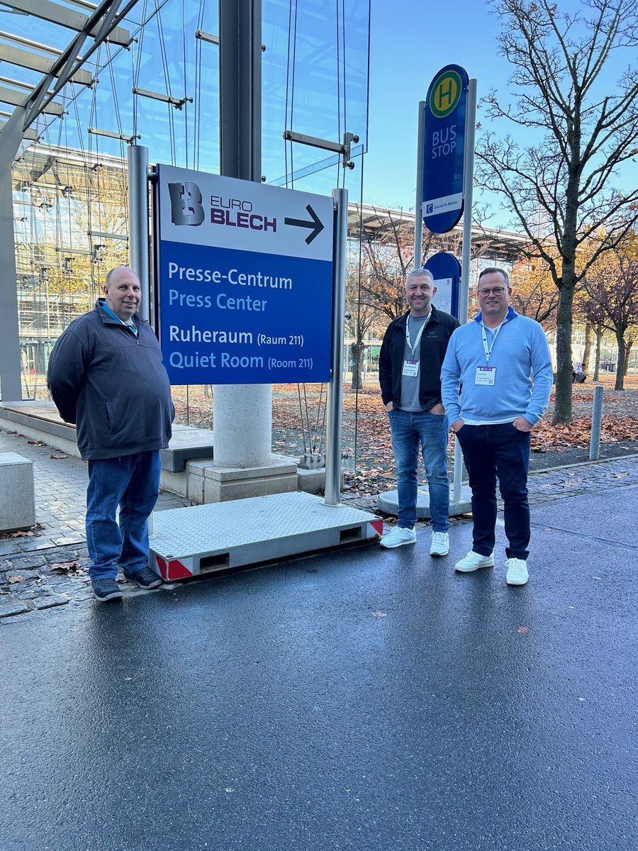 newtouchlaser's tweet photo. Last week, the New Touch Industries team attended EuroBLECH in Germany, where George, Alex, and Brad explored the latest in sheet metal technology. An inspiring experience with new ideas to bring back home! https://t.co/KekIQH0iRb