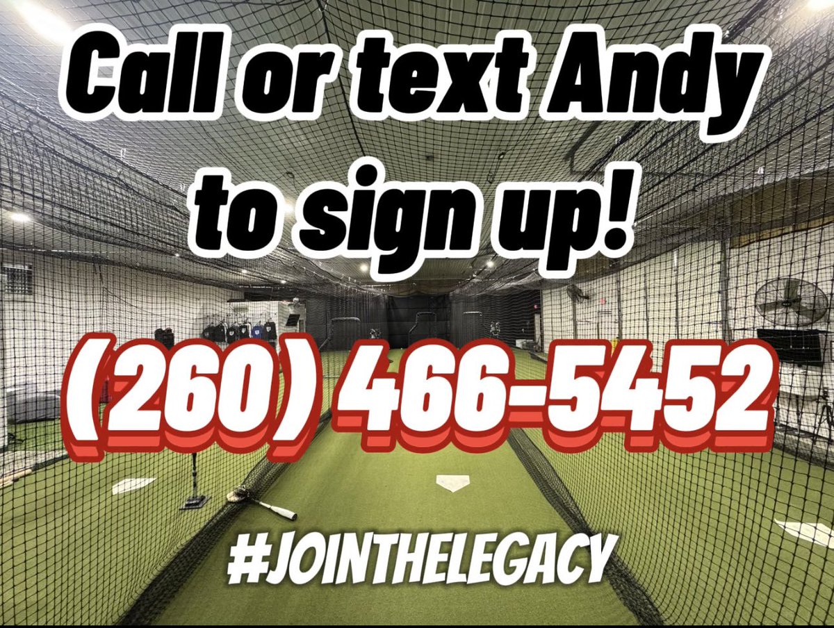 ❗️SIGN UP WHILE SPOTS ARE LIMITED❗️

⚾️Mondays⚾️
-Nov 18, 25, Dec. 2, 9, 16

5:30-6:30pm 
Hitting (8 spots)
4th and 5th graders

6:30-7:30pm
Hitting (8 spots)
6th thru 8th graders

7:30-8:30pm
Pitching (4 spots) 
Catching (4 spots)
6th thru 8th graders

⚾️Tuesdays⚾️……
