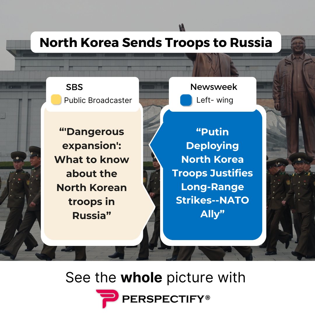 perspectify's tweet photo. Get the latest on reports that Russian President Vladimir Putin is using North Korean troops to fight in Ukraine.

https://t.co/81IzAB2vPe[…]r_right%2Cright_wing%2Cpro_government%2Cgovernment&amp;type=all

 #Putin #UkraineConflict #NorthKorea https://t.co/XAqRJ9o2Po