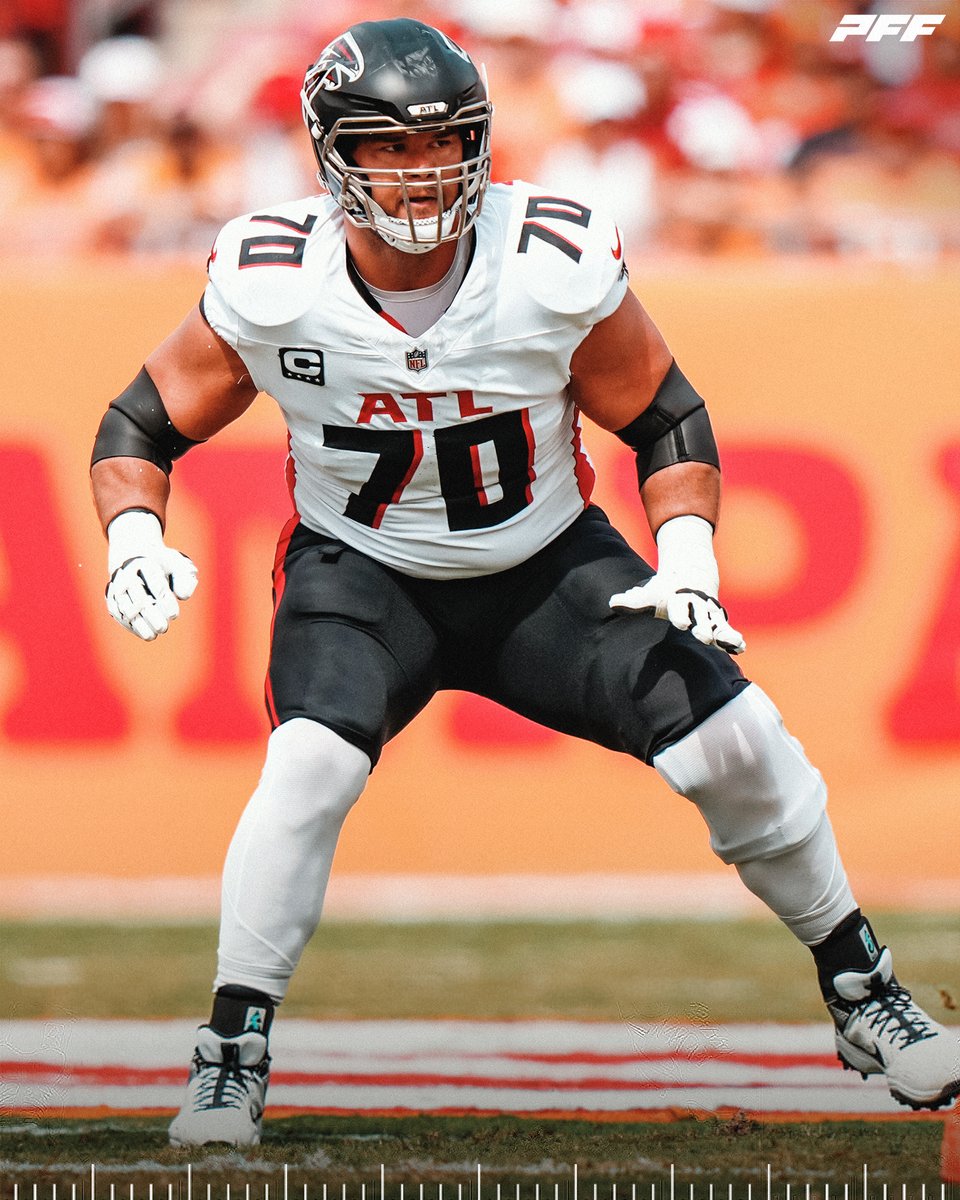 PFF_Falcons's tweet photo. Jake Matthews among OTs in Week 8:

♦️ 90.2 pass-blocking grade (2nd)
♦️ 75.7 run-blocking grade (6th)
♦️ 31 pass-blocking snaps
♦️ 0 pressures allowed https://t.co/jNdmwH8Kih