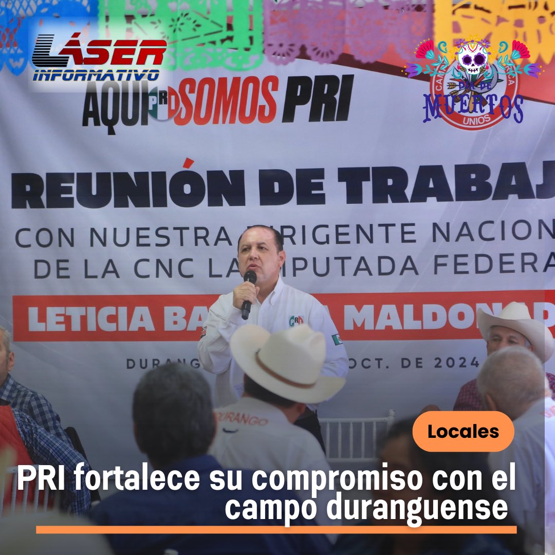 LaloSerranoZ's tweet photo. #LaserInformativo

#Locales|| *#PRI fortalece su compromiso con el campo duranguense*

La presidenta nacional de la @CNC_Durango se reunió con líderes en #Durango y ofreció su apoyo a campesinos y productores

@ErnestoAlanisH destacó el respaldo del Gobernador @EVillegasV al campo con suplementos, semillas y exportación ganadera

En un encuentro significativo para el sector rural de Durango, la Confederación Nacional Campesina recibió la visita de su presidenta nacional, la diputada Leticia Barrera Maldonado, quien se reunió con cuadros cenecistas y representantes locales, donde se resaltó la importancia de mantener un diálogo cercano y fortalecer las estrategias en favor de los campesinos, ejidatarios y productores de la región.

El presidente estatal del @CDE_PRI_Durango , @ErnestoAlanisH , reconoció la incansable labor de la CNC y destacó su papel fundamental en el desarrollo de Durango, “en el PRI, entendemos la importancia de ser solidarios y mantenernos cercanos a nuestros campesinos. Su esfuerzo es el pilar que sostiene gran parte del desarrollo de nuestro estado, y nuestra obligación es estar con ellos, apoyarlos y brindarles las herramientas necesarias para prosperar”. 

También resaltó el apoyo del gobierno de Esteban Villegas al campo, como la entrega de suplemento alimenticio para 17 mil productores y semillas para impulsar la agricultura, así mismo destacó que Durango es el tercer exportador nacional de ganado, generando 3,500 millones de pesos en beneficio de los productores locales, “por estas razones, en equipo con el gobernador, nos mantenemos firmes en el compromiso de trabajar en el bienestar del campo duranguense”, afirmó Ernesto Alanís.