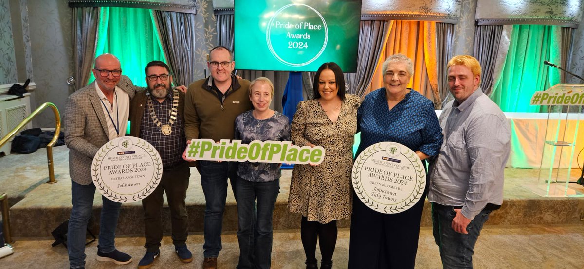 johnstowntt's tweet photo. We are delighted to have won the Large Town &amp; Green Km awards in Navan Municipal District #PrideOfPlace awards 2024 tonight in the @ArdboyneHotel. 

Thank you very much to everyone in the community who has supported us. 
@meathcoco @JohnnyGuirke @EdwardFennNavan @SmithsSupervalu https://t.co/xnSyidd9sa