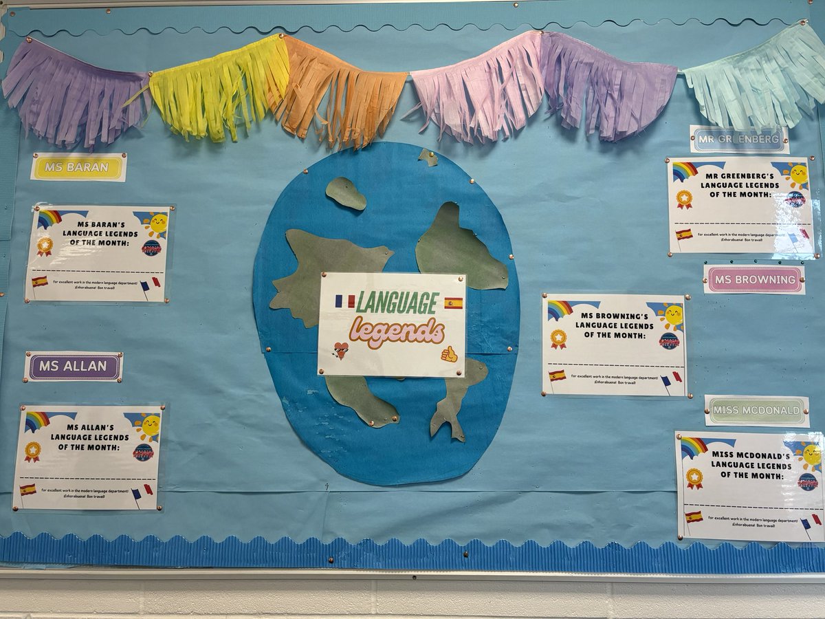 Excited to use our new ‘Language Legend’ display board! 🌈🇫🇷🇪🇸🎉 <a href="/StrathavenAcad/">Strathaven Academy</a>