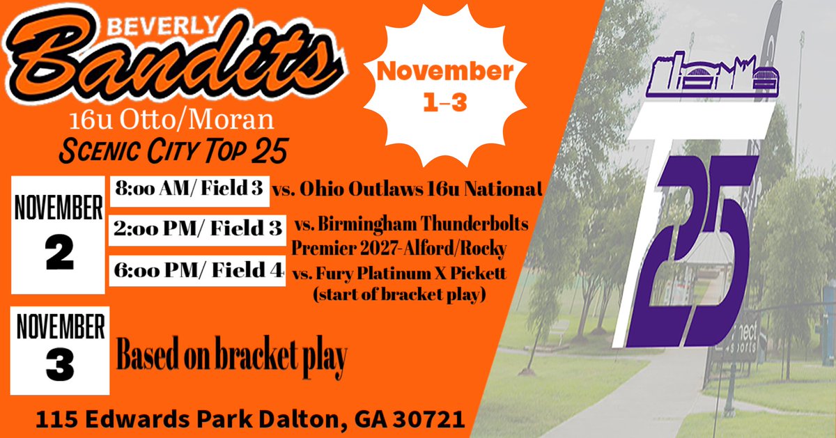 Beverly Bandits Premier 16u Otto/Moran (@16uotto) on Twitter photo Scenic City Top 25 Schedule. <a href="/DemariniBandits/">Beverly Bandits</a> <a href="/ExtraInningSB/">EXTRA INNING SOFTBALL</a> <a href="/LineDsoftball/">Line Drive Media</a> <a href="/SoftbalAmerica/">Softball America</a> Scenic City Top 25 Schedule. <a href="/DemariniBandits/">Beverly Bandits</a> <a href="/ExtraInningSB/">EXTRA INNING SOFTBALL</a> <a href="/LineDsoftball/">Line Drive Media</a> <a href="/SoftbalAmerica/">Softball America</a>