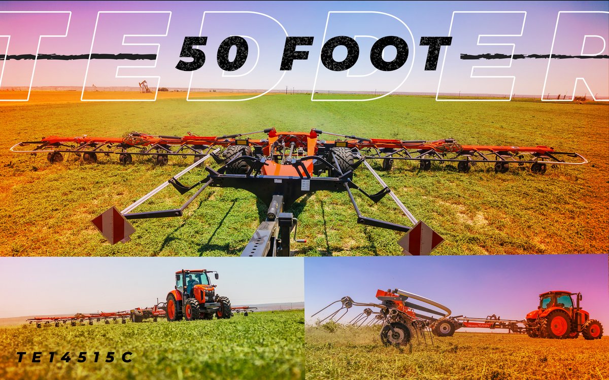 kubota_usa's tweet photo. Go big or go home! The new 50ft Kubota TE14515C Tedder is here, and it’s a total game changer.
Curious about what makes this tedder stand out? Click the link for more: https://t.co/Lgwp3063dE
#KubotaUSA #KubotaCountry #Kubota #KubotaTractor #Tedder #Agriculture https://t.co/zmQJZhrYNC