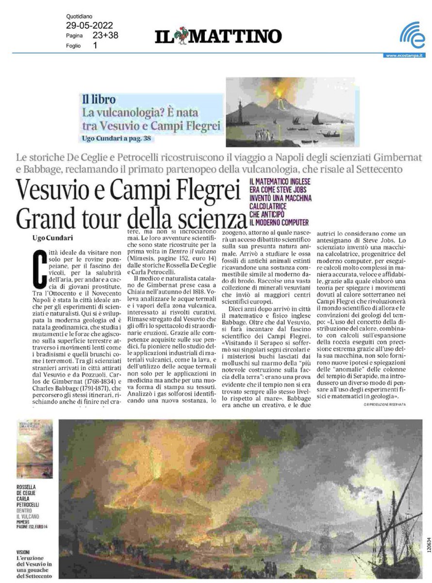 dinosauol's tweet photo. Leggo solo ora questa recensione.
Sono molto contenta che Ugo Cundari abbia colto l’attualità di questo libro e il significato delle ricerche di due scienziati che sono riusciti a spiegare il fenomeno del #bradisismo 2 secoli fa

#vesuvio #historyofgeology https://t.co/CSv4UEFAyD