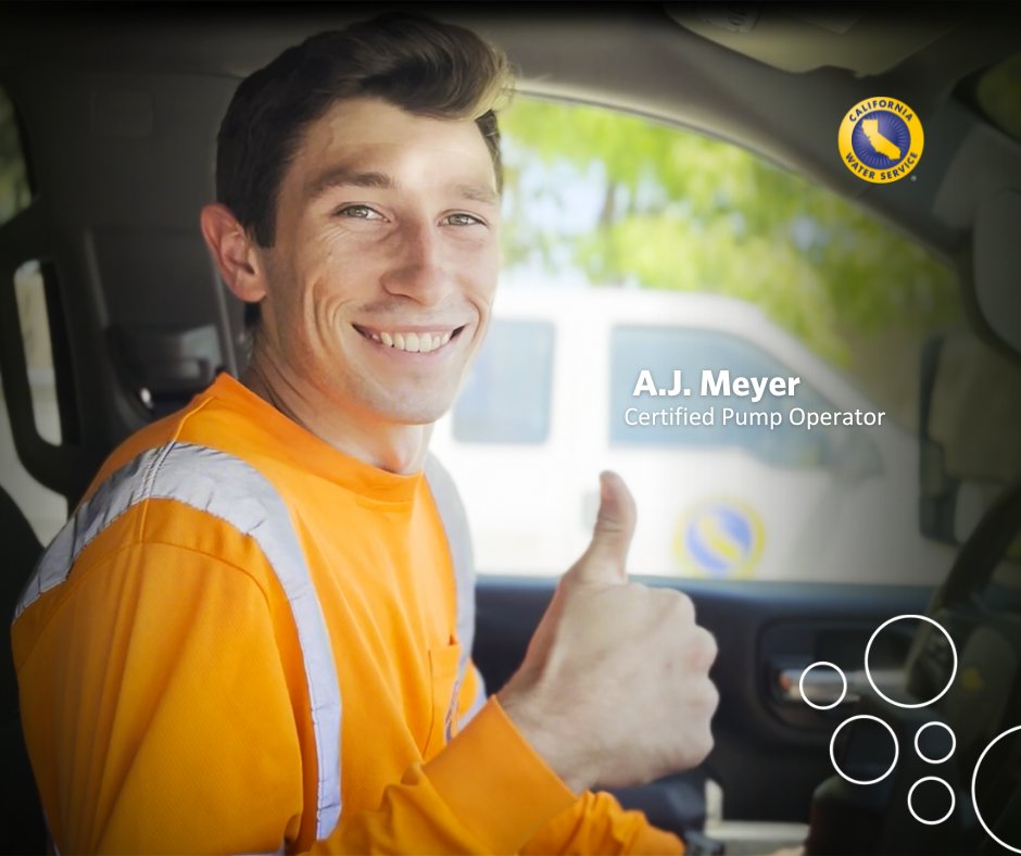 calwater's tweet photo. Meet A.J. Meyer, one of our 86 Certified Pump Operators, working 24/7 to provide safe, high-quality water to more than 2 million people in #CA. Catch A.J. in our next #CalWaterChat as he talks about technology that we use to make sure customers have reliable access to water. https://t.co/JrtV27urqk