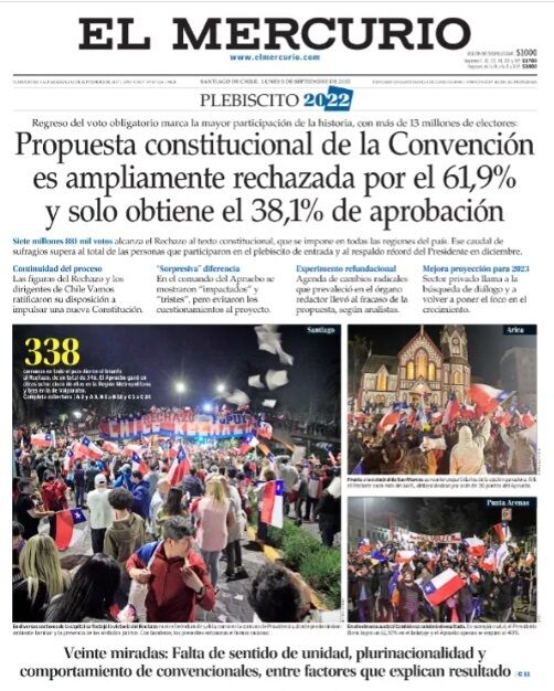 MarceloChile1's tweet photo. @cnashr Claudio, sal de tu burbuja.

Que en tu circulo social (clase alta de izquierda) quieran y vayan a hacer todo lo posible por una nueva ola de violencia como en octubre 2019, no significa que vaya a ocurrir.

NO OLVIDAR QUE EL 62% DEL PUEBLO DIJO NO A TU REVOLUCIÓN https://t.co/s6G9MinvMa