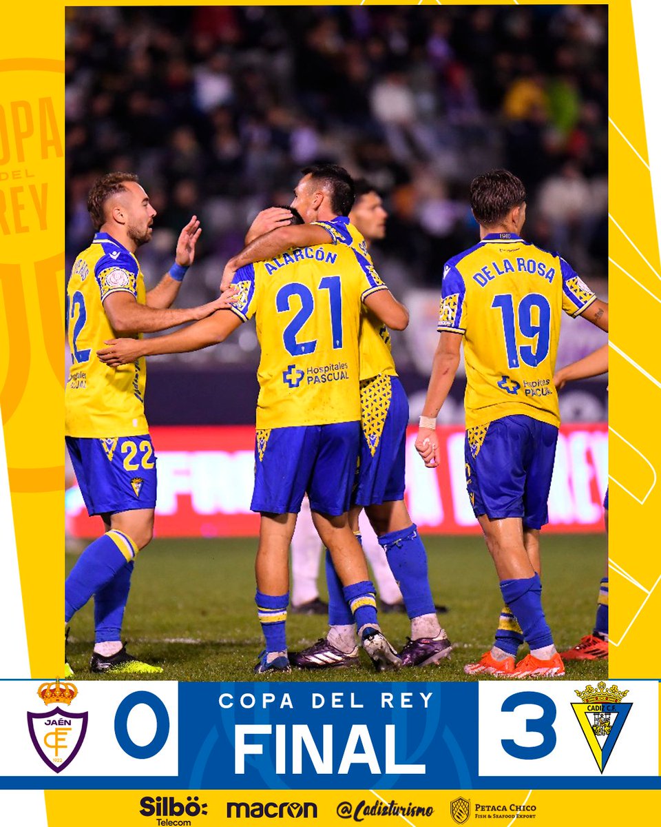 ⚪️💛 #RealJaénCádiz 

0-3 | ¡FINAL!

⚽️ Sobrino
⚽️ Alarcón
⚽️ Ontiveros

#CopaDelRey