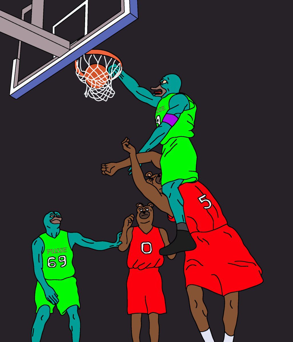 PusseSolana's tweet photo. After going 27-0 in the first quarter, the market going wild, Pusse the Platypus pulls off a major Alpha play against the bears

The Smell My Nuts Slam Dunk https://t.co/1hSuh8qaRs