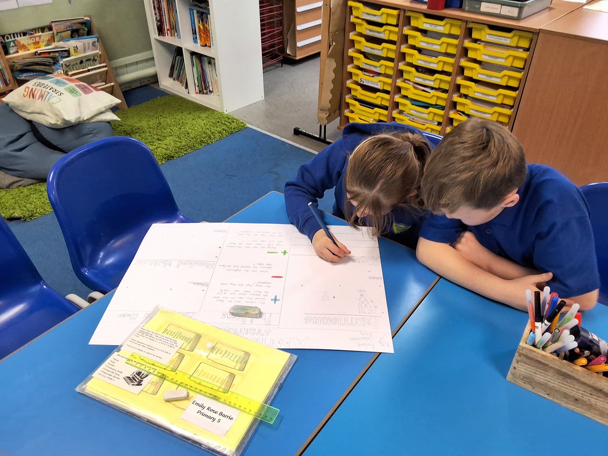 P3/4/5 were completing a maths assessment today.  They were given addition and Subtraction problems at their level of attainment and they had to solve the problems using the different strategies they have been learning.  They also presented their learning and evaluations.