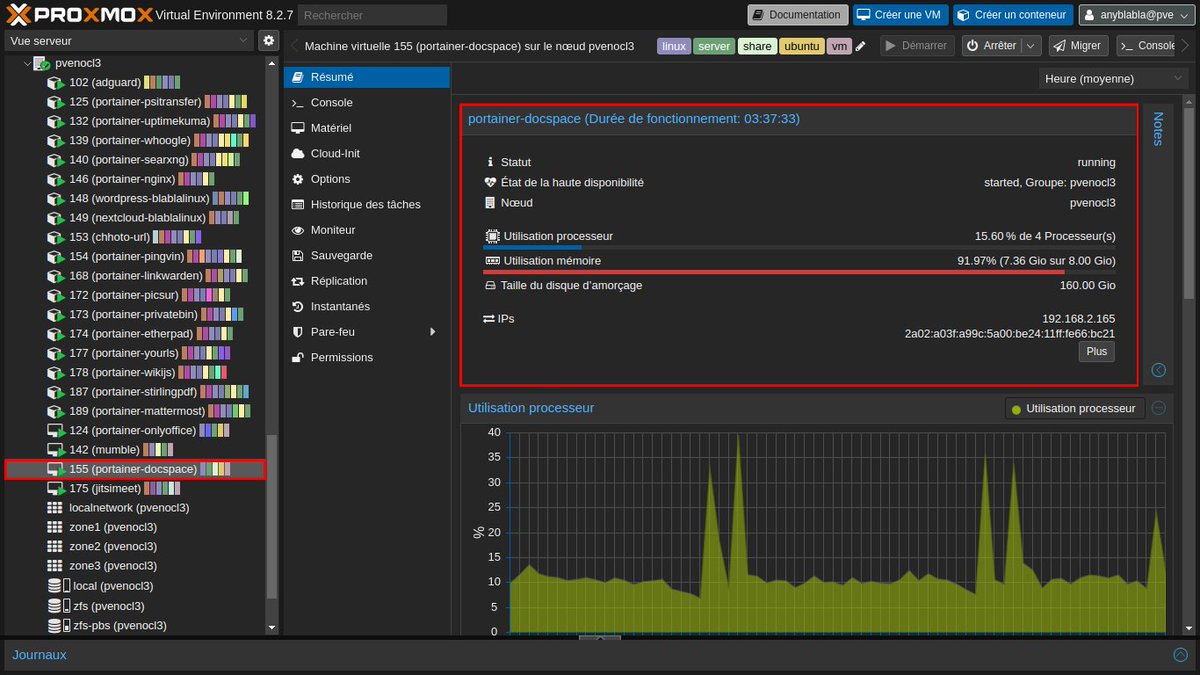 BlablaLinux's tweet image. Ça, ce sera l&apos;objet de mon prochain article 😉
#onlyoffice #docspace #proxmox