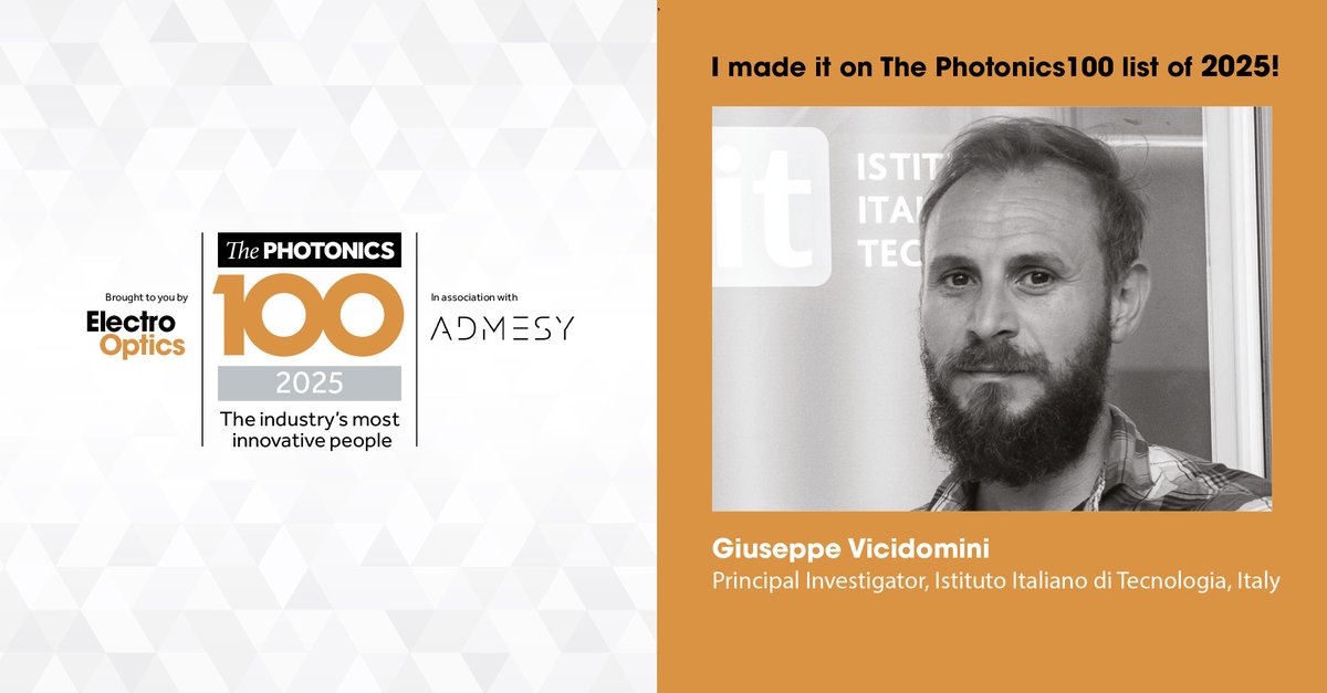 Vicidomini Lab (@vicidominilab) on Twitter photo Excited to be selected as one of the #Photonics100 experts for 2025 by <a href="/electrooptics/">Electro Optics</a>!
Thanks <a href="/IITalk/">IIT</a> <a href="/genoainstrument/">Genoa Instruments | Microscopy</a> <a href="/polimi/">Politecnico di Milano</a> <a href="/ERC_Research/">European Research Council (ERC)</a> for the support.
"A #SPADArray in any laser scanning microscope"
#PhotonResolvedMicroscopy #BrightEye_ERC
electrooptics.com/article/photon… Excited to be selected as one of the #Photonics100 experts for 2025 by <a href="/electrooptics/">Electro Optics</a>!
Thanks <a href="/IITalk/">IIT</a> <a href="/genoainstrument/">Genoa Instruments | Microscopy</a> <a href="/polimi/">Politecnico di Milano</a> <a href="/ERC_Research/">European Research Council (ERC)</a> for the support.
"A #SPADArray in any laser scanning microscope"
#PhotonResolvedMicroscopy #BrightEye_ERC
electrooptics.com/article/photon…