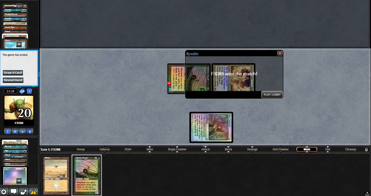 Federico (@fbigalli63626) on Twitter photo Starting a new <a href="/premodernseries/">MTGO Community Premodern Series</a> league! playing GAT with some changes.
Armageddon is great! Starting a new <a href="/premodernseries/">MTGO Community Premodern Series</a> league! playing GAT with some changes.
Armageddon is great!