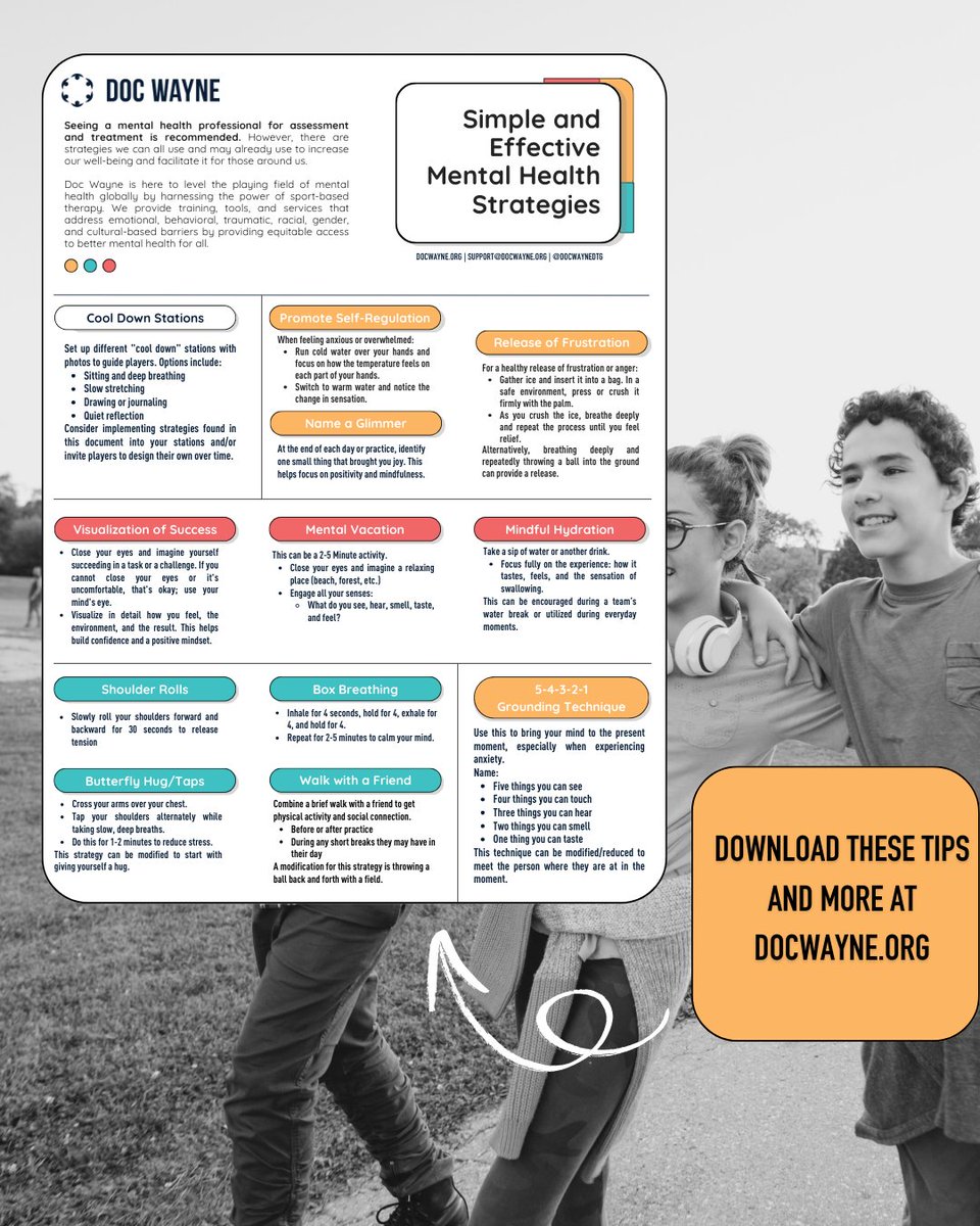 DocWayneDtG's tweet photo. Simple & Effective Mental Health Strategies: Seeing a mental health professional for assessment and treatment is recommended. Here are strategies we can all use and may already use to increase our well-being and facilitate it for those around us. #docwayne #mentalhealth https://t.co/doZNKvVAZt