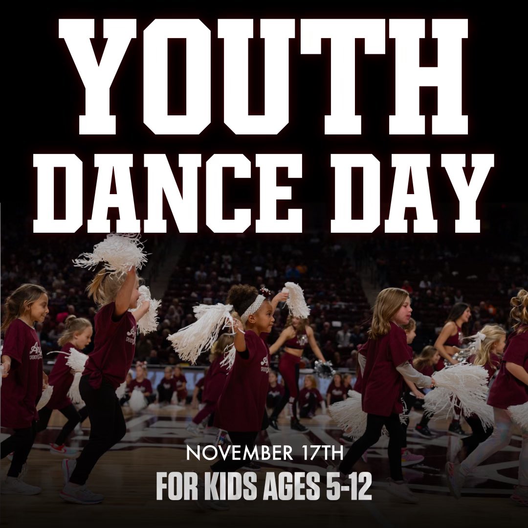 Have your kiddos come spend a day with us and perform at a <a href="/AggieWBB/">Texas A&M Women's Basketball</a> game!! For more information and to sign up - 12thman.com/danceday 

We hope to see y’all there!