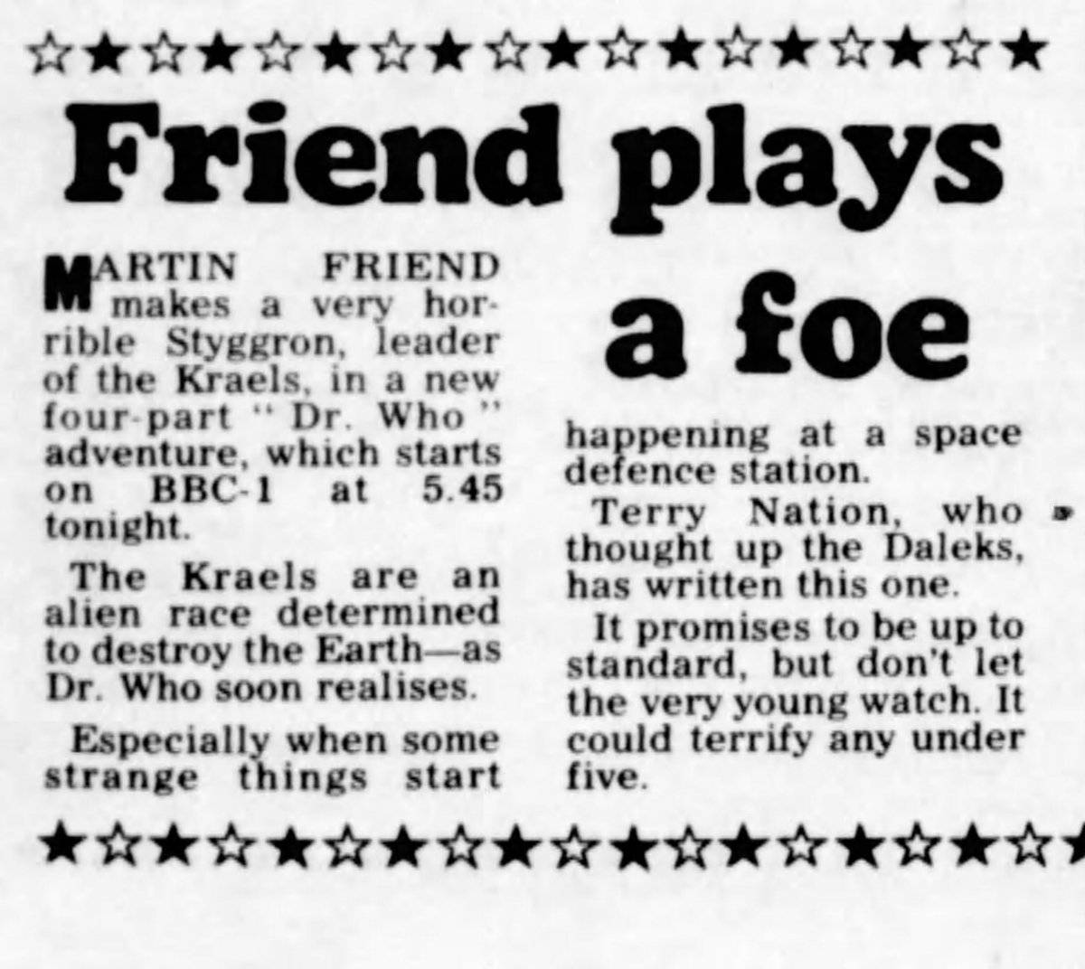 Doctors_Beard's tweet image. A look at Martin Friend as Styggron in "The Android Invasion"
#MartinFriend #Styggron #TheAndroidInvasion #DoctorWho #classicTV #SciFiFans #Whovians