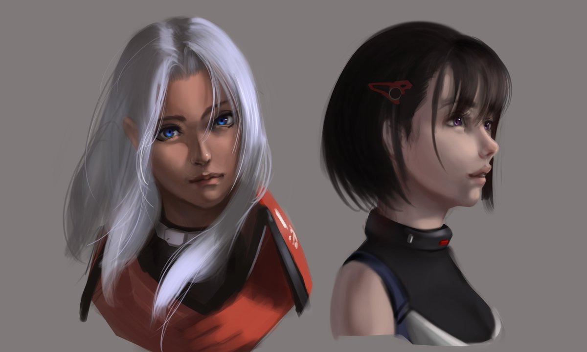 Furyutsu's tweet photo. Studytober 29 face practice... and kind of xenoblade chronicles  x fanart... Elma and Lin https://t.co/X1hiQ3ipbU