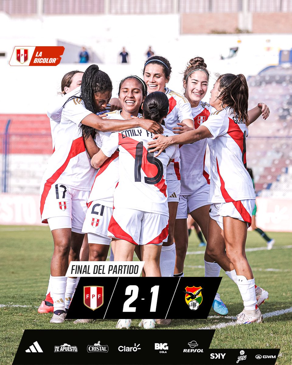 SeleccionPeru's tweet image. ¡𝗔𝘀𝗶́ 𝘁𝗲 𝗾𝘂𝗶𝗲𝗿𝗼 𝘃𝗲𝗿 𝗕𝗶𝗰𝗼𝗹𝗼𝗿 🇵🇪!

Cerramos la Fecha FIFA con un triunfo por 2-1 sobre Bolivia 🇧🇴. 

🤩 ¡Gran trabajo, chicas! 🤩

#UnSentimientoQueNosUne