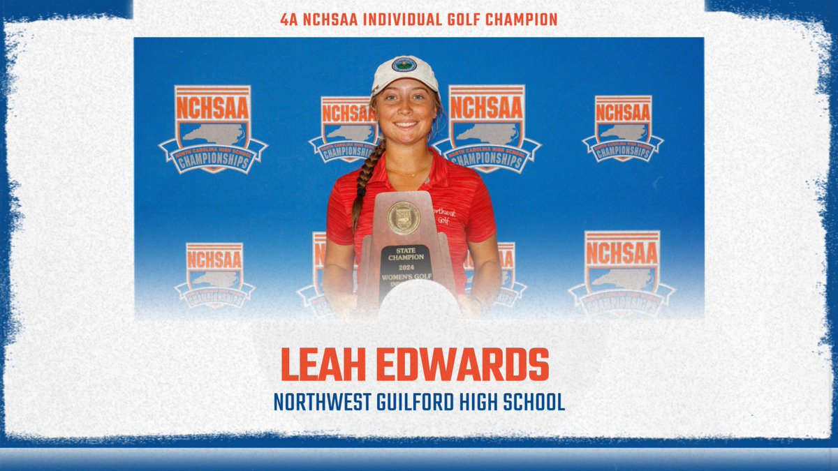 NCHSAA's tweet photo. Congratulations to the individual champions of the NCHSAA Women's Golf Championship!!!

1/2A: Landry Hamm, @jdsathletics
3A: Sanaa Carter, Jacksonville High School
4A: Leah Edwards, Northwest Guilford High School

Amazing performances, well done, ladies!

#NCHSAA #BetterTogetherSince1913