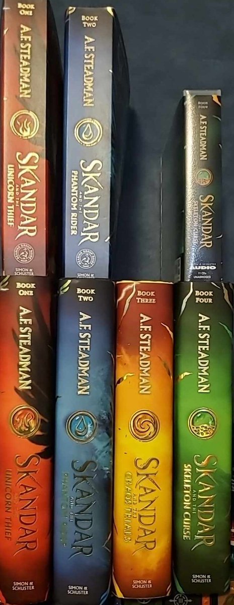 ElectrininjaLab's tweet photo. Yes I finished Skandar 4 by @annabelwriter the day after release. Yes I'm working on a review. No it's not gonna be spoiler free. Yes I am planning to have all the physical versions of the books. https://t.co/L4sWcklI6A