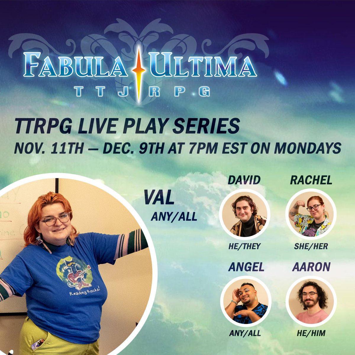 Reminder: Tabletop Travel Agency will be boarding soon! Join our crew in just a couple of weeks as we explore our next TTRPG: Fabula Ultima from <a href="/NeedGamesRPG/">NEED GAMES!</a> ! We hope to see you when we go live on Nov. 11th.

youtube.com/channel/UCU5z2…

#ttrpgcommunity #tabletopgames