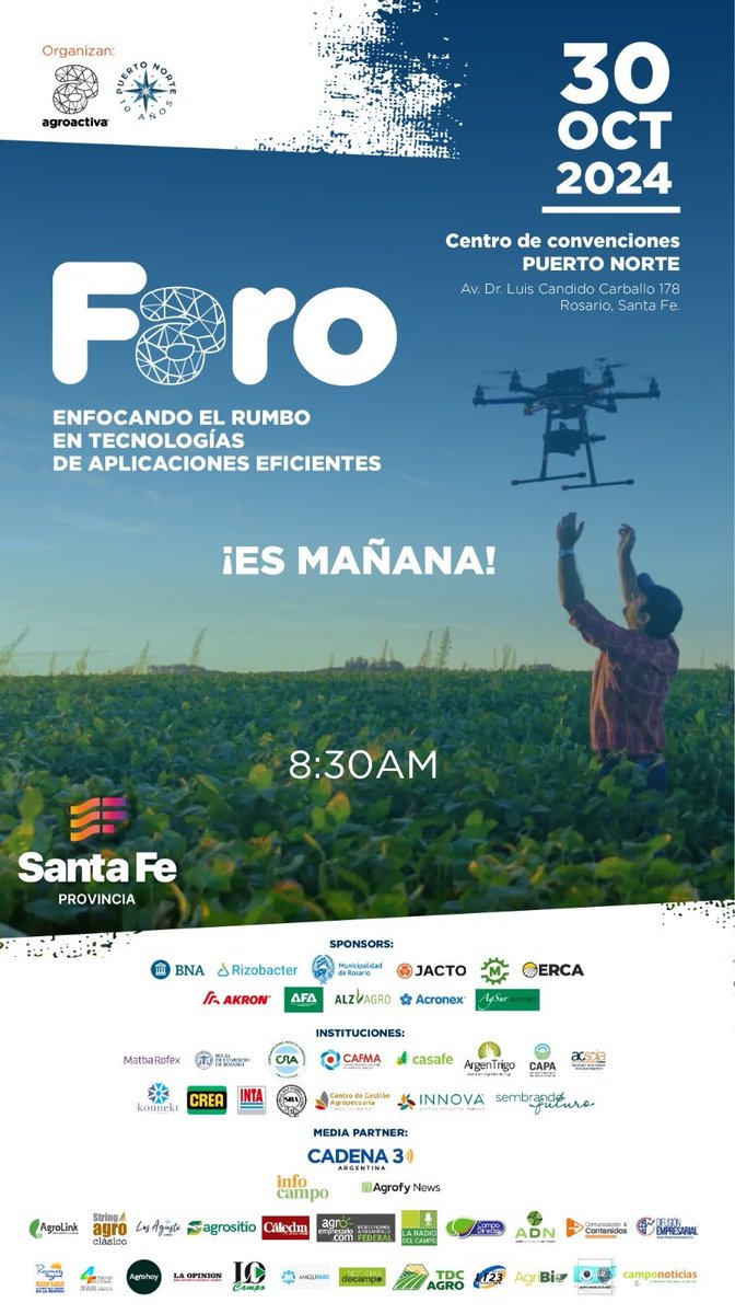 casadocampo570's tweet photo. Mañana llega FARO!!! El evento para analizar la agroindustria y las nuevas tecnologias con la organizacion del Grupo Agroactiva!!! Puerto Norte, Rosario @AgroActiva @GobSantaFe https://t.co/jcuAUyLvV9
