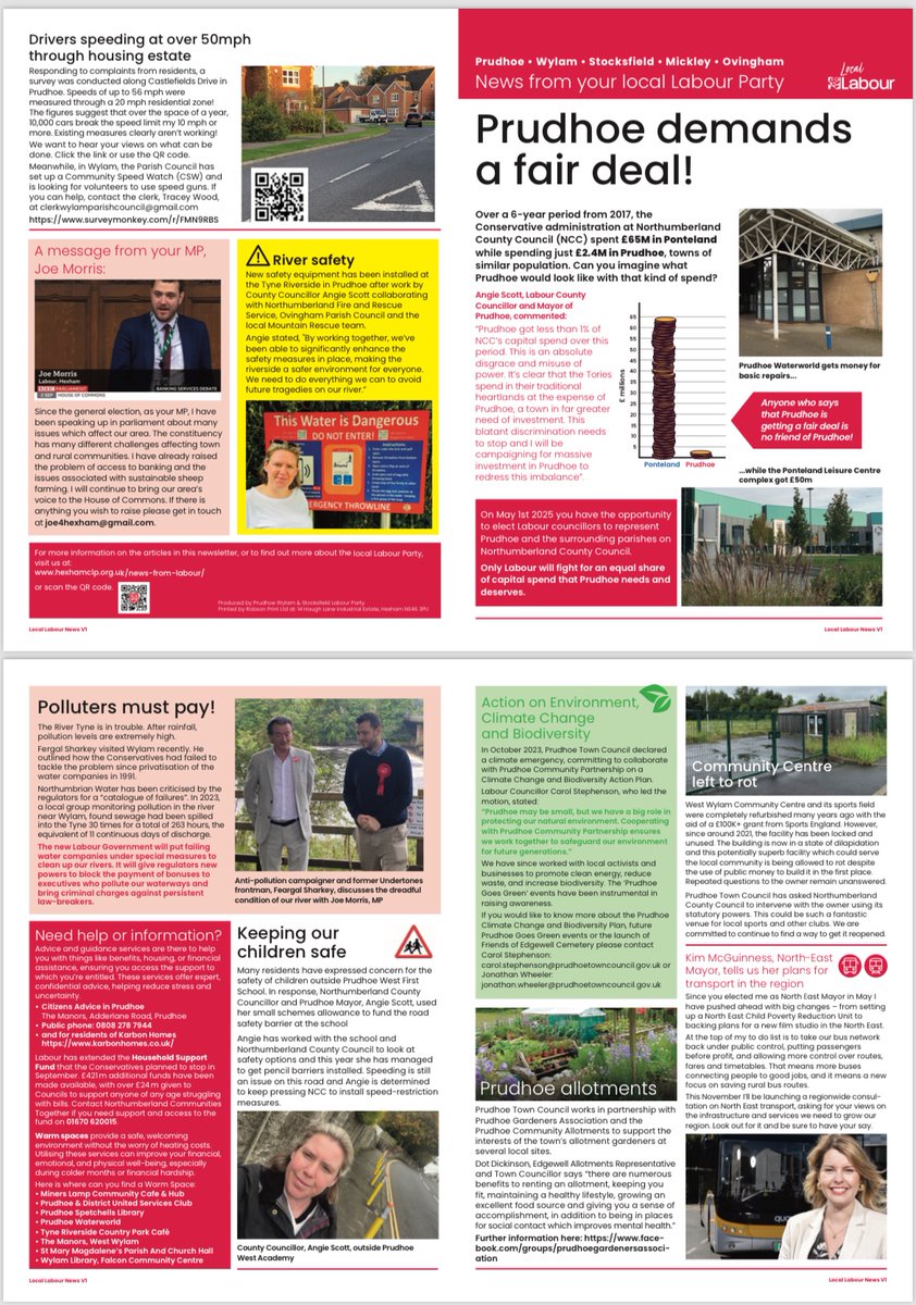 Prudhoe demands a fair deal. Our latest newsletter is out - dropping through your letter box 👍
