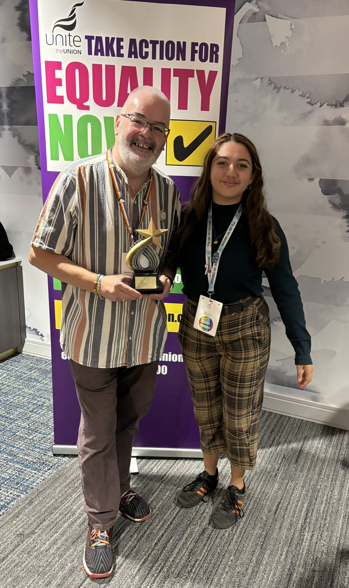 Very proud to have received from <a href="/UniteEqualities/">Unite Equalities</a> national BAEM committee allyship award tonight. I will continue to fight and campaign for equality within our Union. ✊🏻🏳️‍⚧️🏳️‍🌈🚩 Proud to be part of <a href="/unitetheunion/">Unite the union: join a union</a> <a href="/UniteLondonEast/">Unite London & Eastern</a> under <a href="/UniteSharon/">Sharon Graham</a>