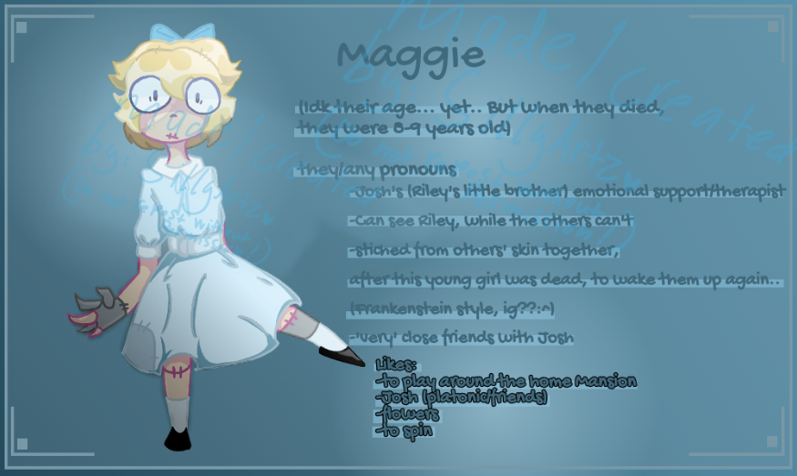 _just_a_silly's tweet photo. Anndddd Maggie's ref is done!! ^^
I am... proud(??) of this work :3
#martyrmansion #art #digitalart #ownfandom https://t.co/gsSMducGAE