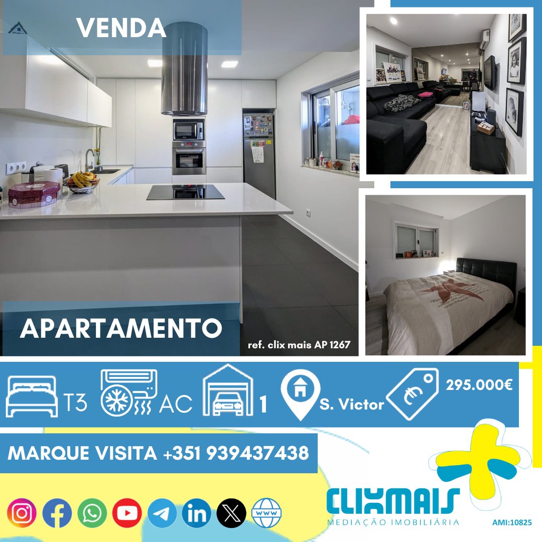 clixmais's tweet photo. Apartamento T3 muito bem localizado, próximo do centro...
Equipamentos e acabamentos:
✅ - Ar condicionado;
✅ - Cozinha c/ eletrodomésticos;
✅ - Armários embutidos;
✅ - Chão em flutuante;
✅ - Garagem 1 carro;

Entre em contato com Nuno Barrocas ☎️ +351 939437438 (WhatsApp) https://t.co/JyNQkxzMBw