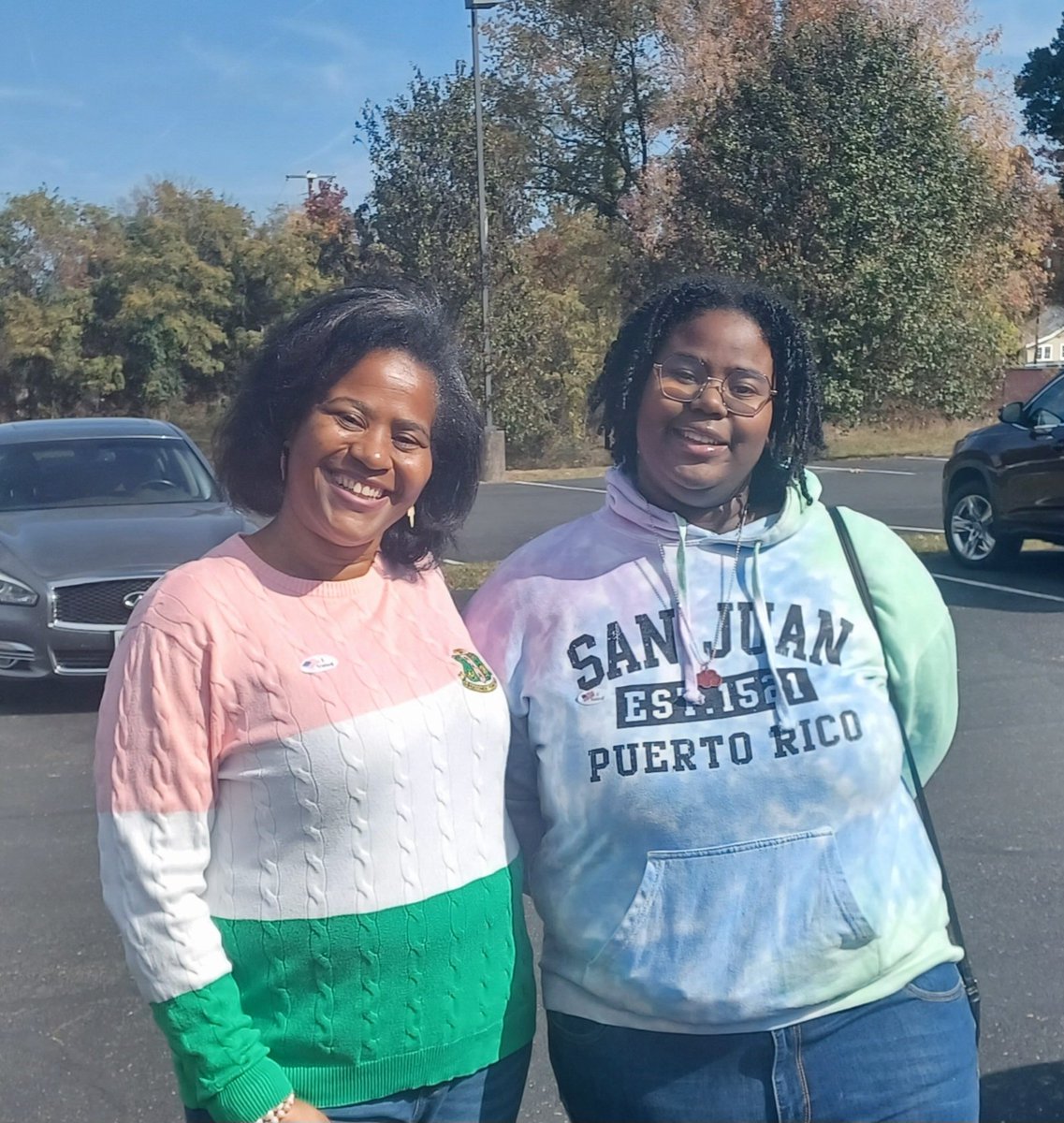 Voting is a family value! My daughter came home from college for ONE day to vote in person! Yes, she's repping for our Puerto Rican sisters &amp; brothers! "We ARE the hope and dream of the slave!!" #NotGoingBack #WhenWeFightWeWin  #KamalaHarris2024 #RacialJustice #ImmigrantJustice