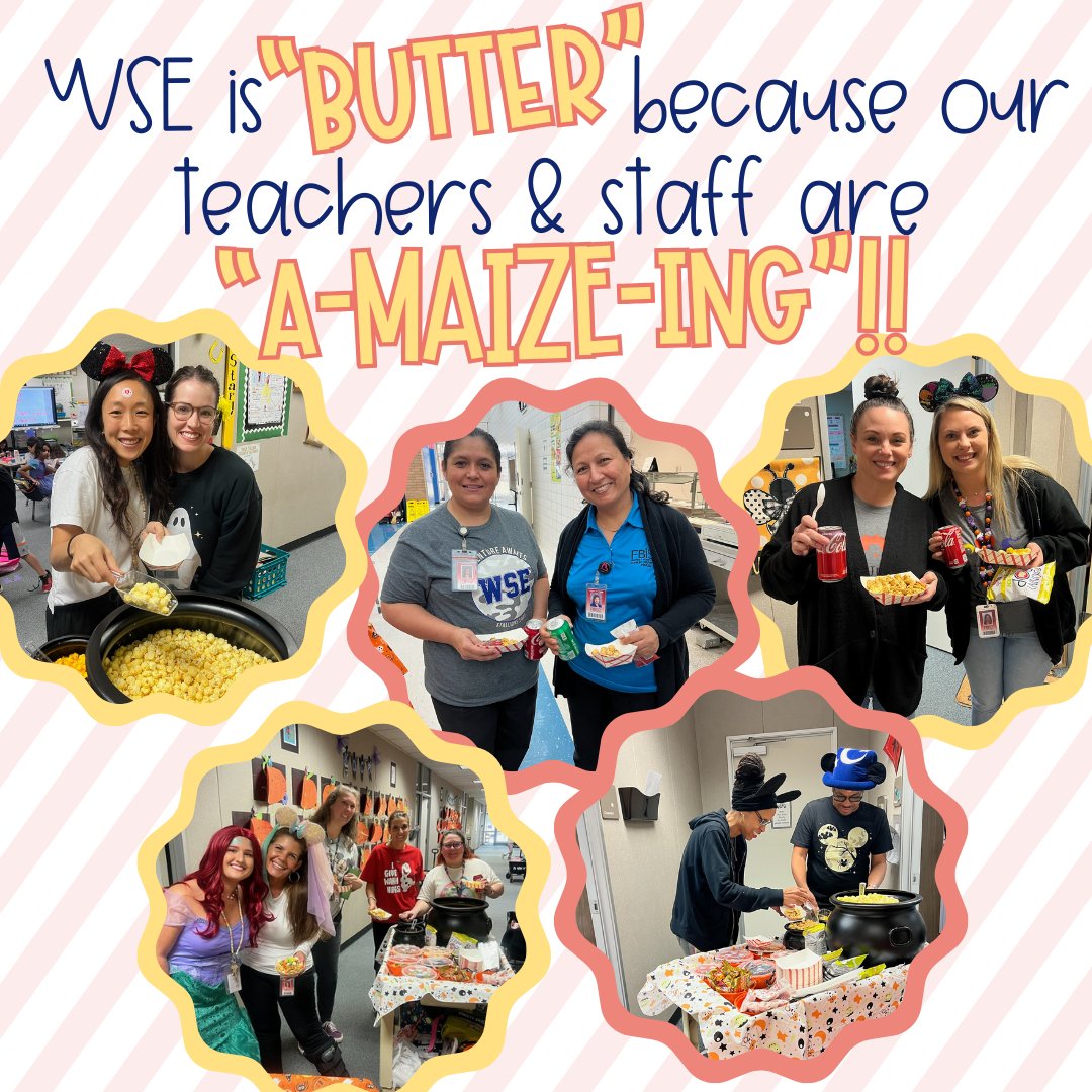 WSE_PTO's tweet photo. 🍿 Thank you to our Hospitality Team (especially Jessica Leal for taking the lead!) for POPPING in and treating WSE with a popcorn bar!

Thank you to all those that donated to make it possible!

Thank you to our teachers and staff for CORN-tinuing to make WSE a BUTTER place!!! https://t.co/kNfVpS1UXd
