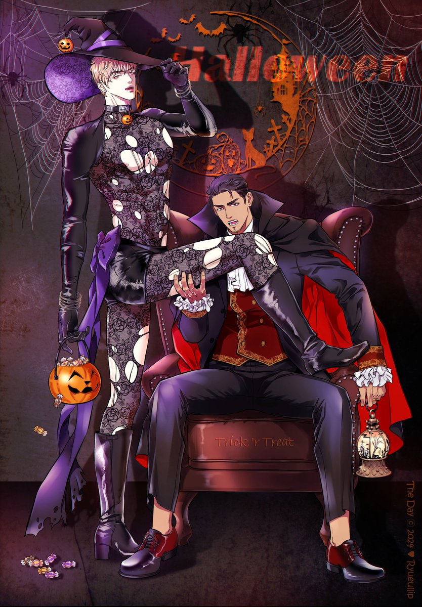 Ryueullip's tweet photo. <더 데이> 2024 할로윈 Halloween 일러스트 &amp; 짧은 만화 https://t.co/yixKrIe0MR