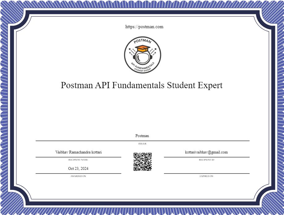 KottariVaibhav's tweet image. Excited to kickstart my API journey Fundamentals! 🚀 As a beginner, I’ve dived into making my first requests and mastering POST/DELETE methods. Huge thanks to @ialimustufa, @getpostman & @girlscriptsoc for this incredible foundation! #PostmanStudent #APILearning
