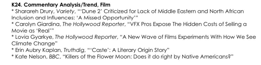 My <a href="/Variety/">Variety</a> piece about #DunePartTwo has been nominated for *two* <a href="/LAPressClub/">LA Press Club</a> nominations.
Incredibly proud of the work I put into this and to the voices who contributed their time and insight.

variety.com/2024/film/news…