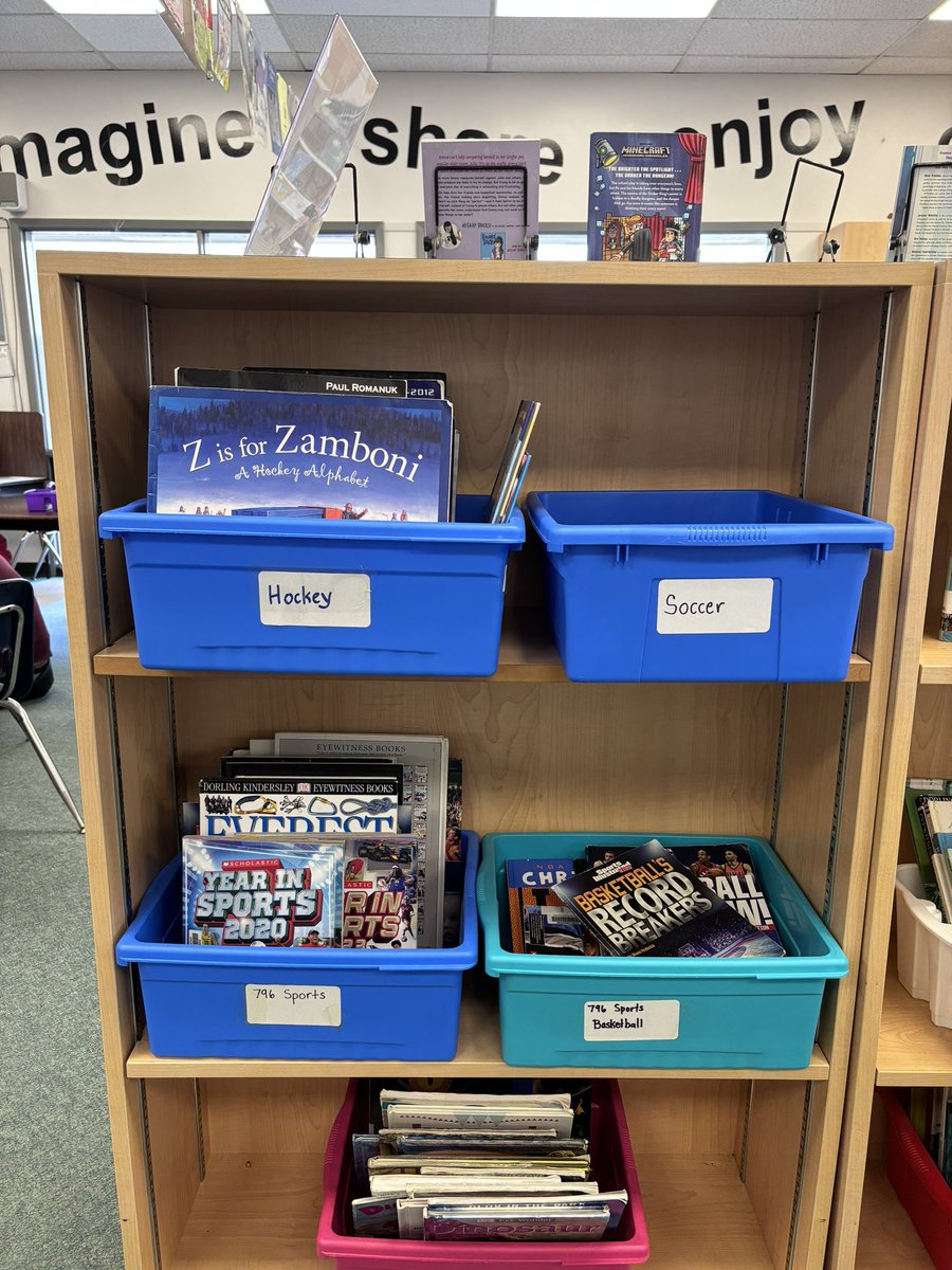 teacherkjohnson's tweet photo. Non-fic: Ss❤️ real-world learning but #Dewey isnt intuitive. Here it’s woven into the corresponding areas alongside fic! Circ is high & Ss are engaging in all kinds of literacy learning
Today’s #schoolLibrary responds to learner needs in innovative ways💛
#rtla #sd38learn #LLC https://t.co/CpTIrm7WxB