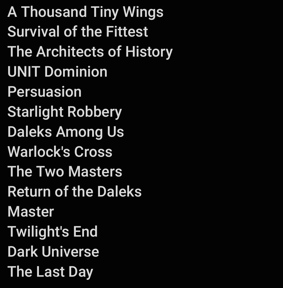 TheMetalWhovian's tweet image. This is what I'll have left of my playlist for #TheLastDay after my relisten of 'The Seventh Doctor: The New Adventures Volume One'. "The Two Masters" &amp;amp; "Master" are the only relistens on the list here. #DoctorWho #7thDoctor