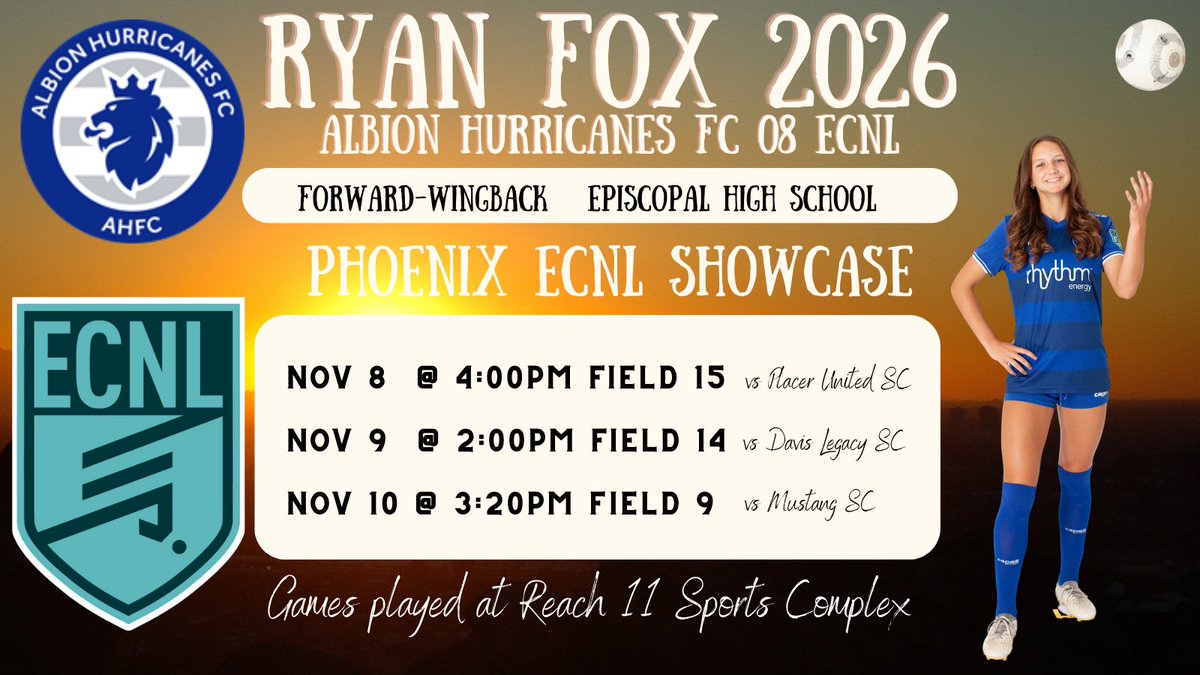 I’m looking forward to playing with AHFC 08 ECNL at the Phoenix Showcase- Here is our schedule! Come check us out!
<a href="/ECNLgirls/">ECNL Girls</a> <a href="/TopDrawerSoccer/">TopDrawerSoccer</a> <a href="/PrepSoccer/">Prep Soccer ⚽️</a> <a href="/TheSoccerWire/">SoccerWire</a> <a href="/scoutingzone/">ScoutingZone®</a> <a href="/ImYouthSoccer/">ECNL/GA/Recruiting/College Soccer</a> <a href="/ImCollegeSoccer/">College Soccer Truth ™</a>