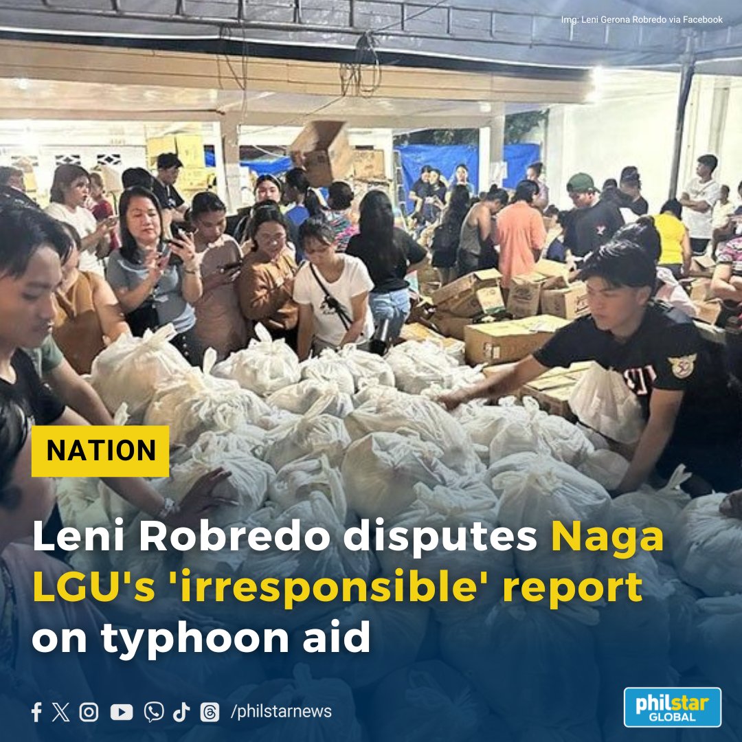 'TO CLAIM THAT WE ONLY RELEASED 200 PACKS IN NAGA WILL MAKE A MOCKERY OF THE SACRIFICES OF EVERYONE...'

Former Vice President Leni Robredo called out the Naga City government on Wednesday for its "irresponsible" misrepresentation of aid distribution efforts by her non-profit