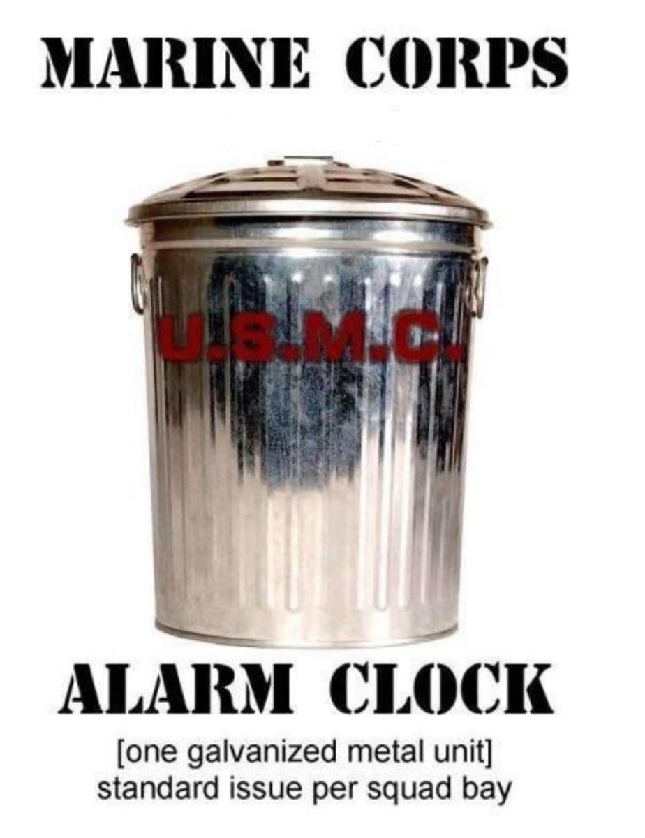TheLtColUSMC's tweet image. Since the garbage can is the Marine Corps’ official alarm clock—and since garbage is trending—here’s your reminder to set yours! 

Don’t be late!