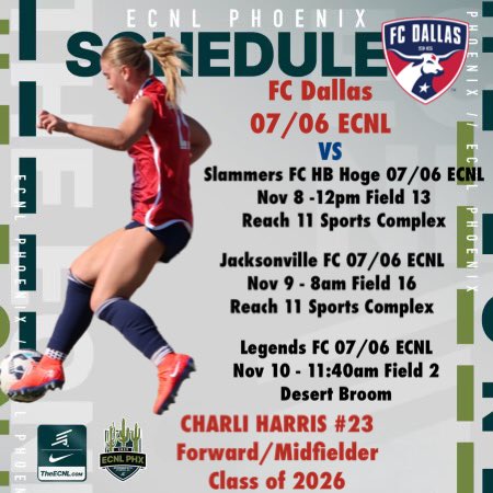 charli_soccer's tweet photo. Looking forward to great competition in Phoenix! @ECNLgirls @FCDallas07gECNL @TopDrawerSoccer @TheSoccerWire @PrepSoccer #DTID https://t.co/jBXu9HEJeI