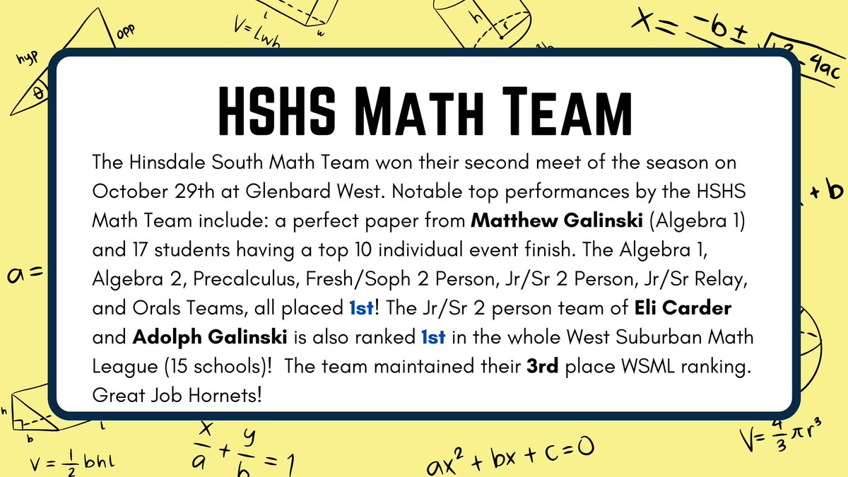 Hinsdale South High School Math Department (@hshsmathematics) on Twitter photo 