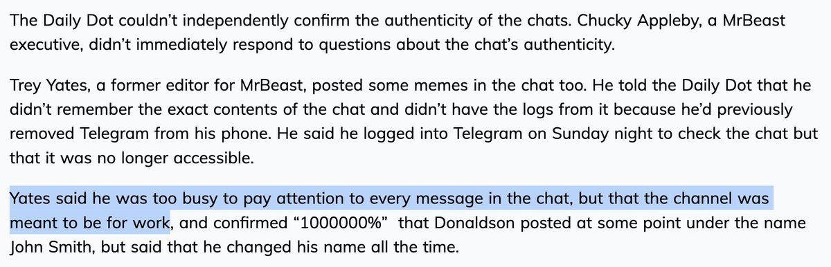 "wasn't a work chat"