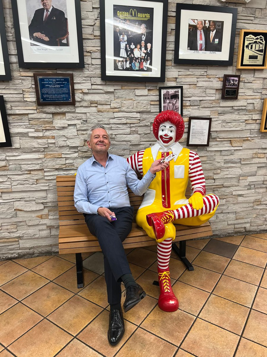 Ronald and I had a successful trip to Boston today. He was such a good sport that I bought him a Kinder Bueno chocolate bar.🍫