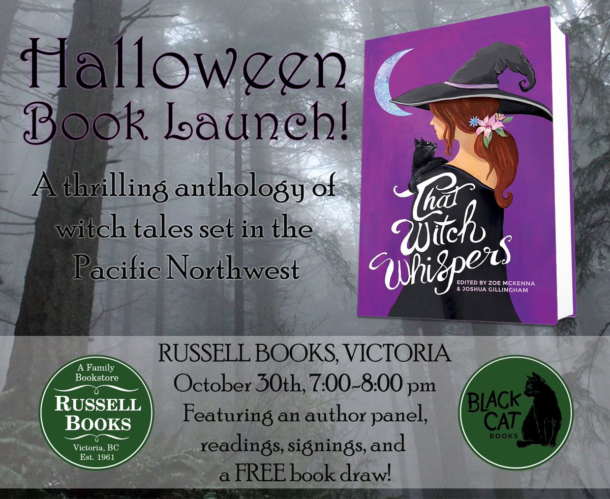 Joshua Gillingham - Author/Editor/Game Designer (@joshmgillingham) on Twitter photo Join us tomorrow evening for the launch of That Witch Whispers at <a href="/russellbooks/">Russell Books</a> for a pre-Halloween event like no other!
Featuring a contributor panel hosted by myself and my esteemed co-editor <a href="/zoevmckenna/">Zoe McKenna</a>, this collection of witch stories set in the #PNW will entrance you! Join us tomorrow evening for the launch of That Witch Whispers at <a href="/russellbooks/">Russell Books</a> for a pre-Halloween event like no other!
Featuring a contributor panel hosted by myself and my esteemed co-editor <a href="/zoevmckenna/">Zoe McKenna</a>, this collection of witch stories set in the #PNW will entrance you!