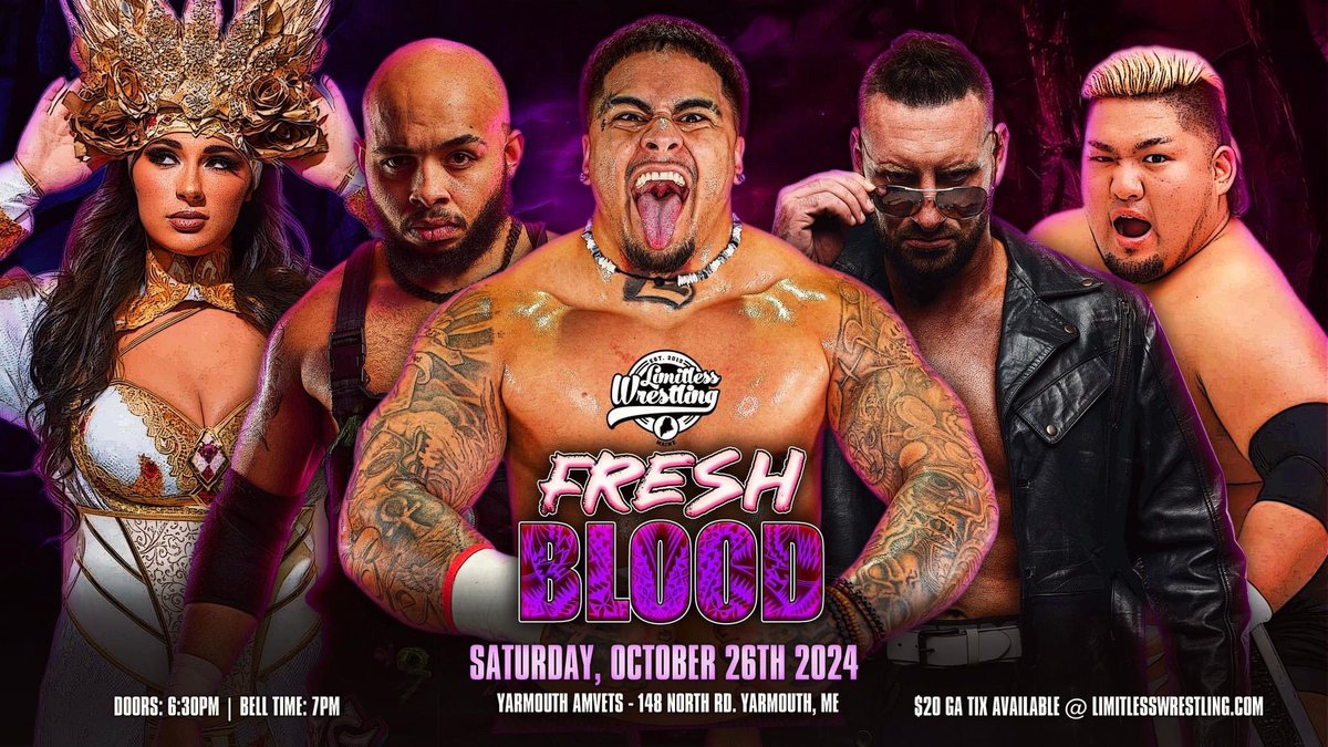 🔴 LIVE on YouTube: Fresh Blood ‘24 Extended Cut featuring:

• Zilla Fatu &amp; Dezmond Cole vs. Channing Thomas &amp; Aiden Aggro
• Donovan Dijak vs. Alec Price
• Megan Bayne vs. Ava Everett
• Seabass Finn vs. Joseph Alexander
• The END of Team Sea Stars

👉 youtu.be/XL--QMeK8yU?si…