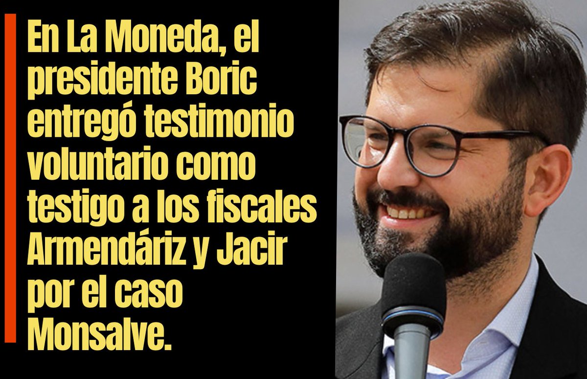 Radar_C_L's tweet photo. Notable: Nunca en la historia de Chile se ha registrado un caso en el que un presidente en ejercicio haya prestado declaración voluntariamente ante fiscales por un proceso judicial. Sin dudas, un acto de transparencia a destacar. @GabrielBoric #Monsalve https://t.co/Zoh5upTg0L